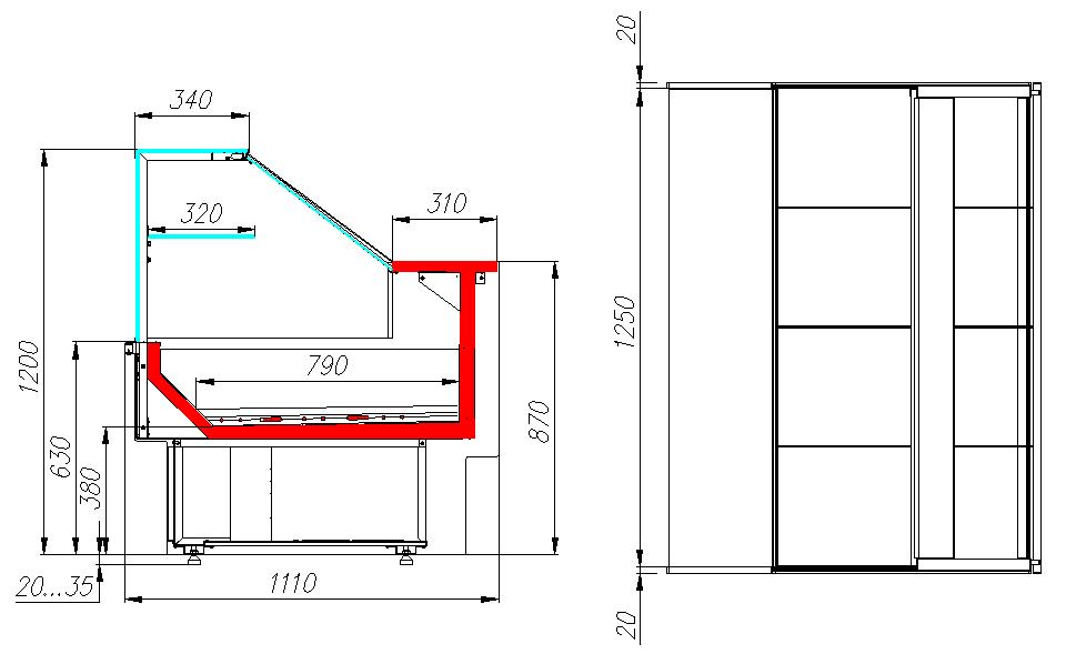 Витрина тепловая Polus GC110 SH 1,25-1 (ВТ-1,25 Carboma GC110)