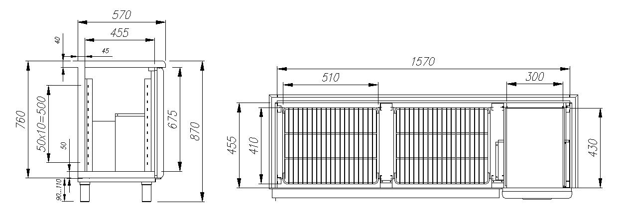 Стол холодильный T57 M2-1-C 9006 (BAR-360К) Polus