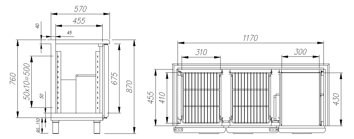 Стол холодильный T57 M2-1 9006 (BAR-250) Polus